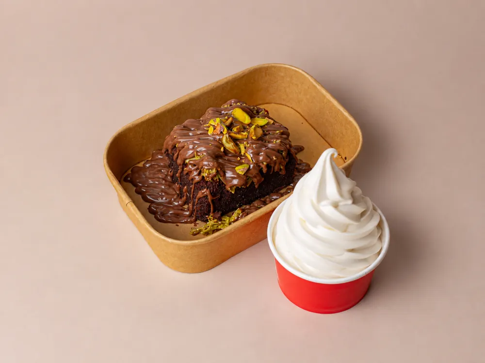 Kunafa Loaded Brownie and Soft Serve